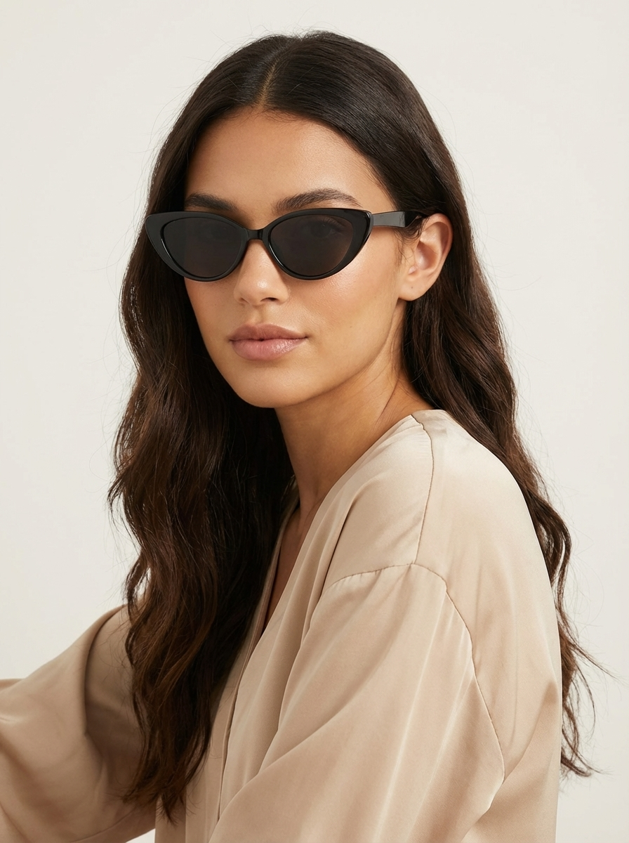 Modische Damen Cat-Eye Sonnenbrille mit leichtem Gestell. Klassisch, retro-vintage und schützend.