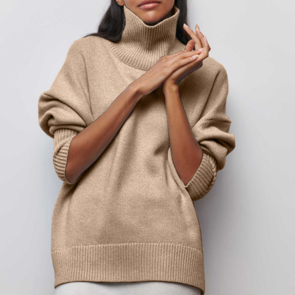 Hochwertiger Damen Rollkragenpullover, weicher Strick, langarm. Eleganter Winterpullover für kalte Tage.