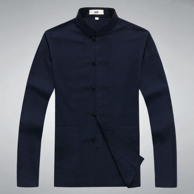 Stilvolles Herren Freizeit-Set, japanischer Look. Zweiteiler mit Patch Design, ideal für entspannte Tage.