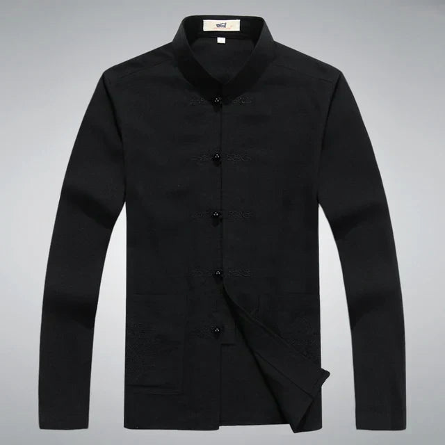 Herren Outfit für den Alltag: Japanisches Casual-Set. Bequemer Zweiteiler mit stilvollem Patch-Muster.