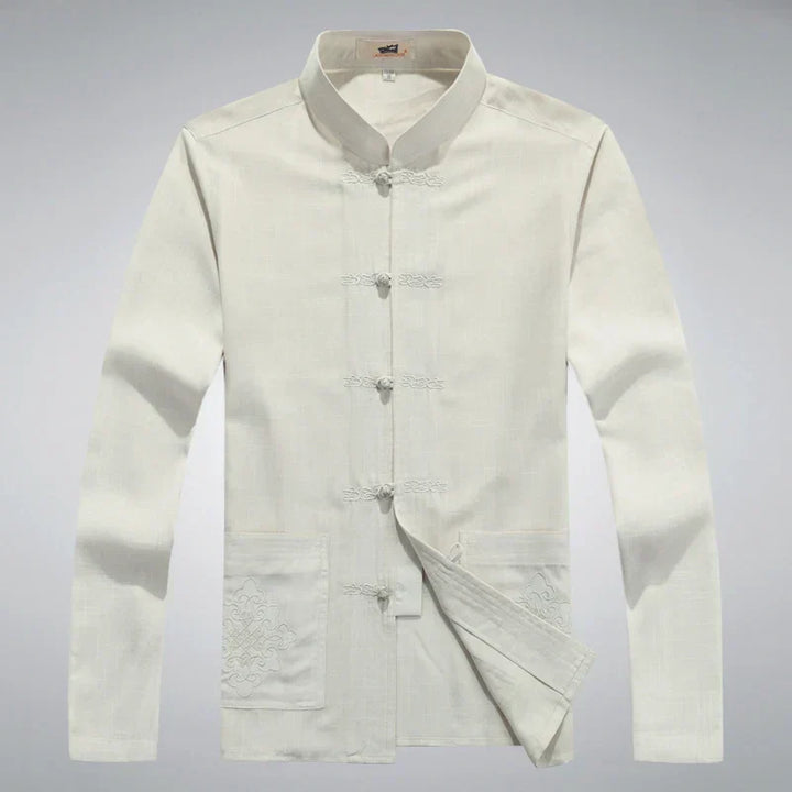 Japanisches Herren Outfit, zweiteilig. Modisches Freizeit-Set mit einzigartigem Patch Design.