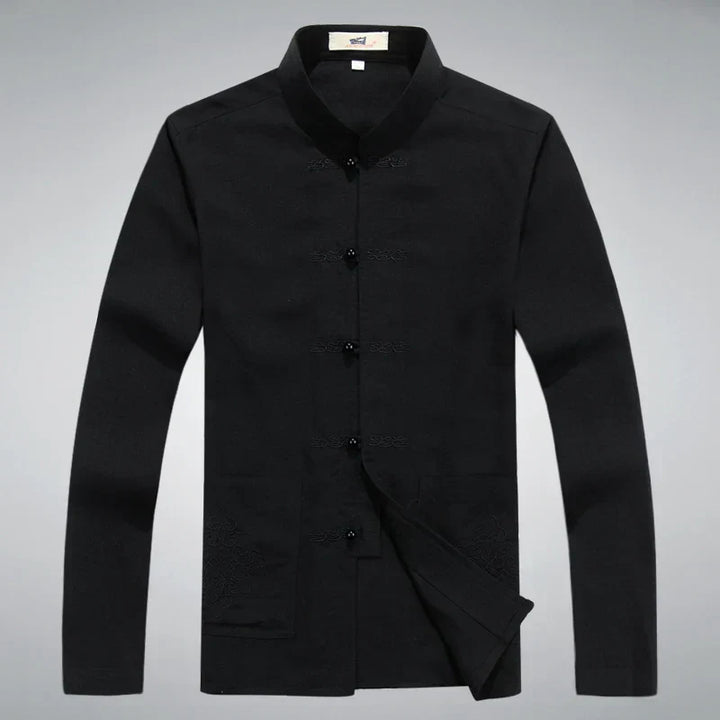 Herrenbekleidung: Japanisches Freizeit-Set. Zweiteiliges Outfit mit modernem Patch Design.