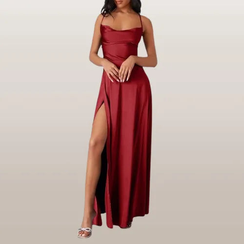 Vielseitiges Damen Sommerkleid, langes Maxikleid mit elegantem Schnitt und fließendem Material. Ärmellos.