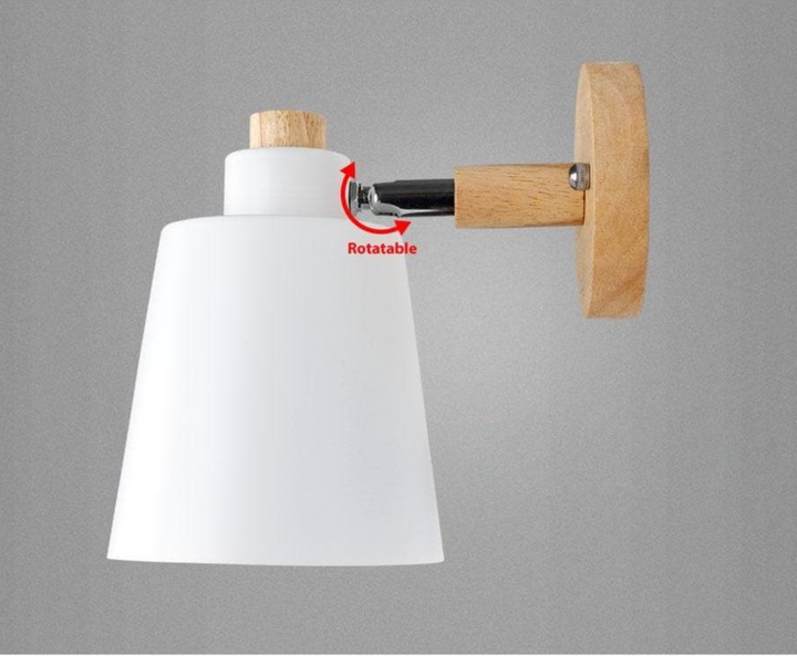 Wandlampe aus Holz & Metall, drehbar, mit Stecker, zum Lesen, Arbeiten oder Entspannen.