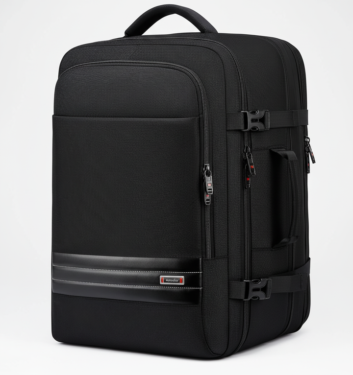 VoyageBack Laptoprucksack mit vielen Fächern für optimale Organisation, perfekt für Reise und Büro.