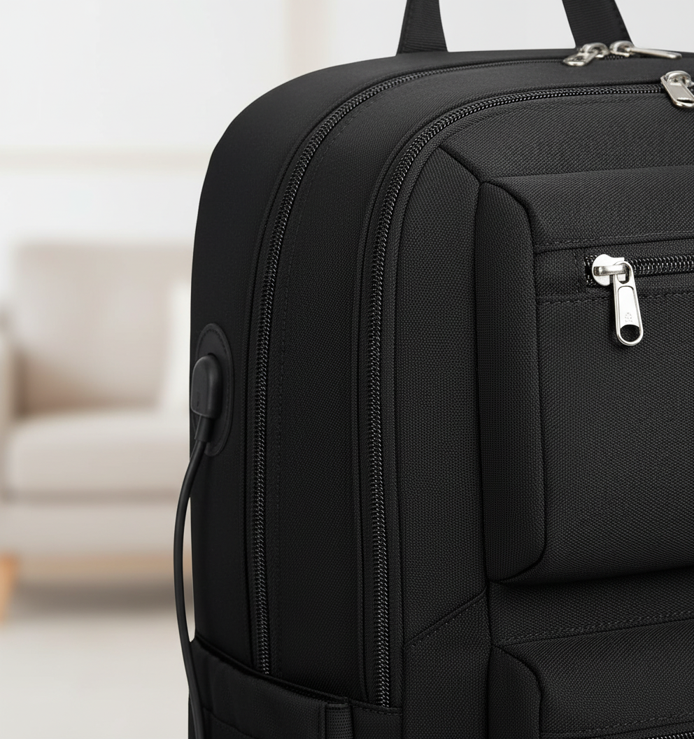 Funktionaler schwarzer ComfortPack Laptop-Rucksack für Unisex, mit USB-Port und viel Stauraum, ideal für Pendler.