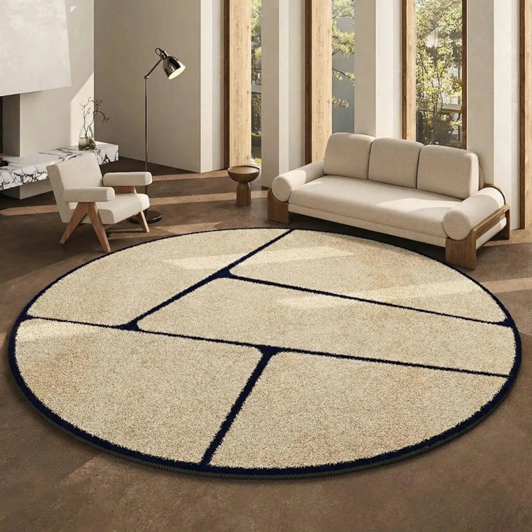 Waschbarer Kurzflor Rundteppich, modern und antistatisch. Perfekte Heimdekoration für Ihr Wohnzimmer.