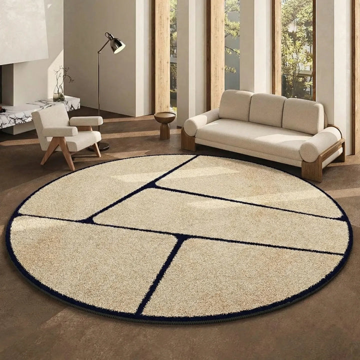 Waschbarer Kurzflor Rundteppich, modern und antistatisch. Perfekte Heimdekoration für Ihr Wohnzimmer.
