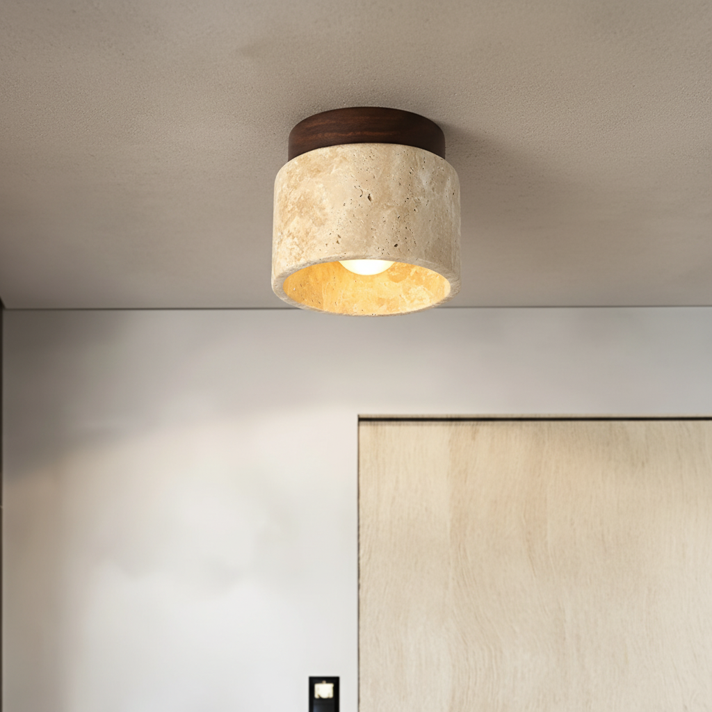 Rustikales LED Downlight in Walnuss-Holzoptik. Warmweißes Licht für Wohnzimmer, Schlafzimmer & gemütliche Räume.