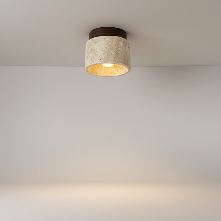 Energieeffizientes LED Einbau Downlight Walnuss in rustikal-moderner Holzoptik für Ambiente Beleuchtung.