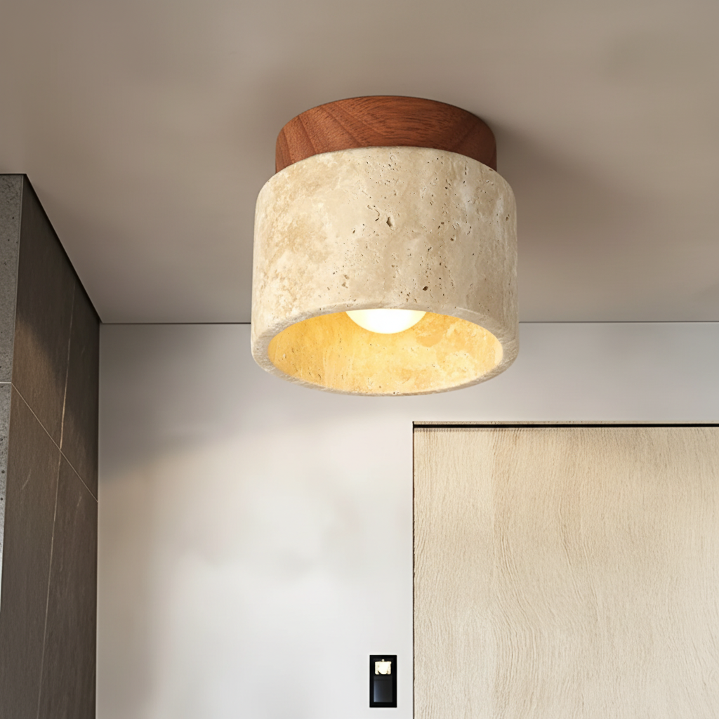 Modernes LED Downlight mit warmem Licht für gemütliche Wohnzimmer & Schlafzimmer. Rustikaler Walnuss-Look.