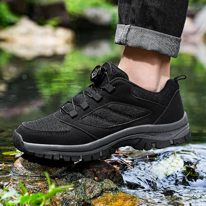 Sportliche Herren Wanderschuhe mit Drehverschluss. Rutschfest und bequem für Outdoor, Trekking und Alltag.