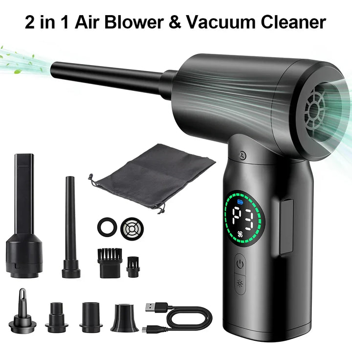 Hochleistungs 2-in-1 Druckluft-Staubsauger & Bläser mit starker Saugkraft, ideal für schwer erreichbare Ecken.