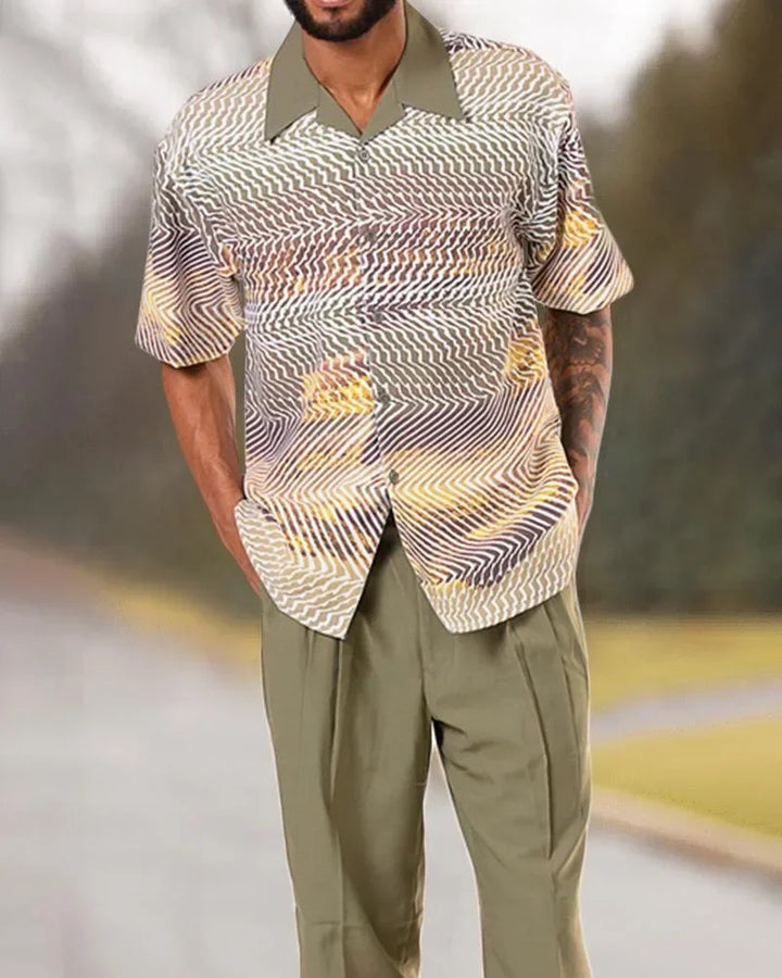 Herren Mode: Eleganter Zweiteiler mit Hemd und Hose, vielseitig für Freizeit und Anlässe.