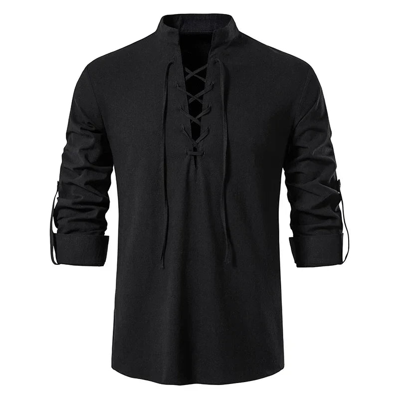 Bequemes Herren Langarmhemd im Boho-Stil, perfekt für den Sommer und Freizeitmomente.