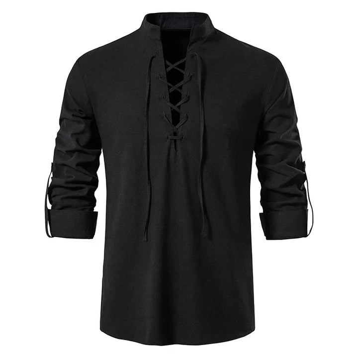 Bequemes Herren Langarmhemd im Boho-Stil, perfekt für den Sommer und Freizeitmomente.