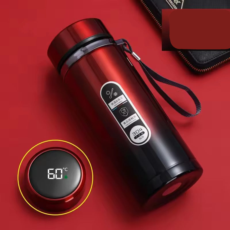 Smarte Thermoskanne: Auslaufsichere Edelstahlflasche mit präziser Temperaturanzeige für heiße & kalte Getränke.