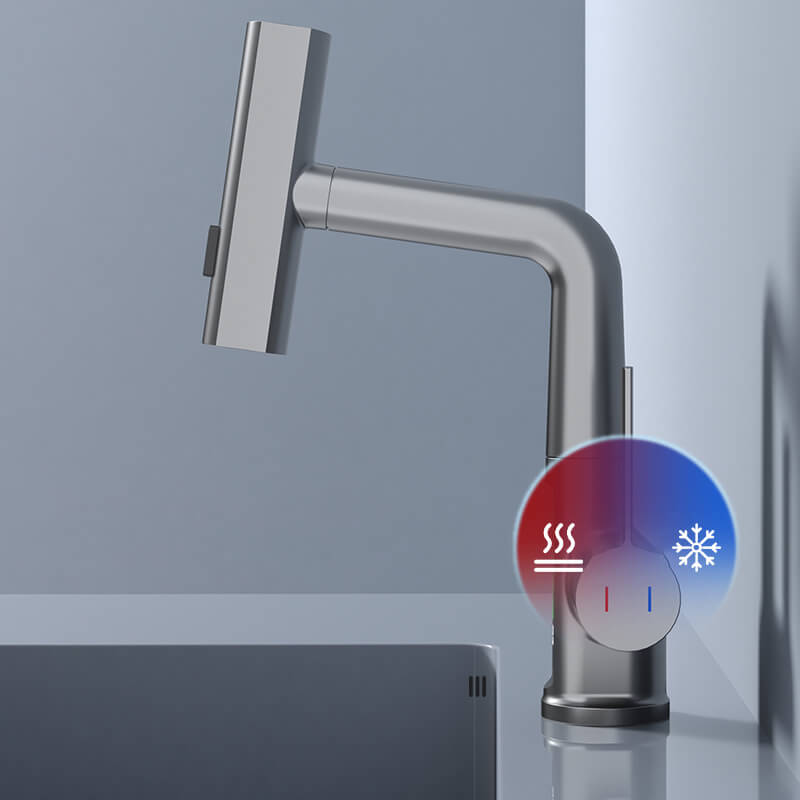 Multifunktionaler Bad- & Küchen-Wasserhahn, flexibel, mit LED-Display & langlebiger Messingqualität.