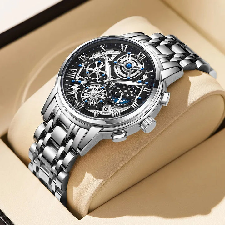 Wasserdichte Herrenuhr (bis 3 Bar): elegante Quarzuhr für Business und Alltag, zeitloses Design.