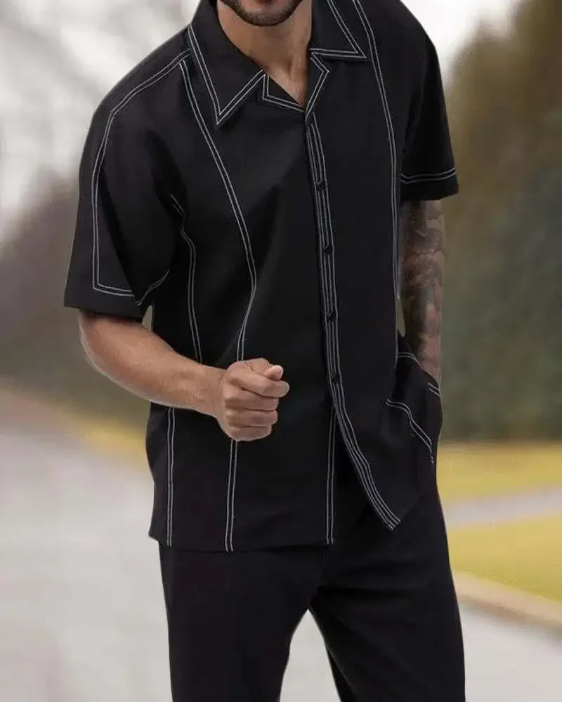 Stilvoller Herren Zweiteiler: Modernes Hemd und Chino-Hose für einen gepflegten Casual-Look.