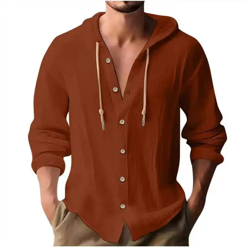Sommerliches Herren Kapuzenhemd, leicht, langärmlig, für den lässigen Freizeit-Look.