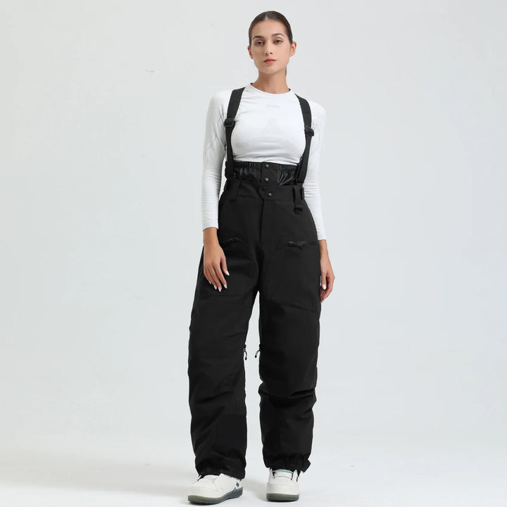 Moderne Unisex Skihose mit Hosenträgern, strapazierfähig, wasserdicht, hält warm bis -40°C.