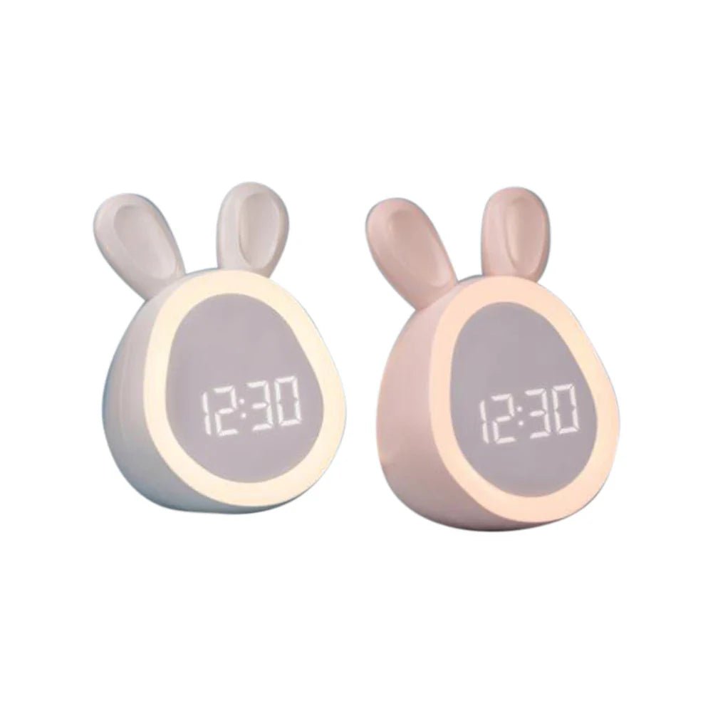 Funktionaler Kinderwecker: Hase mit LED-Nachtlicht, dimmbar und tragbar (Akkuwecker).