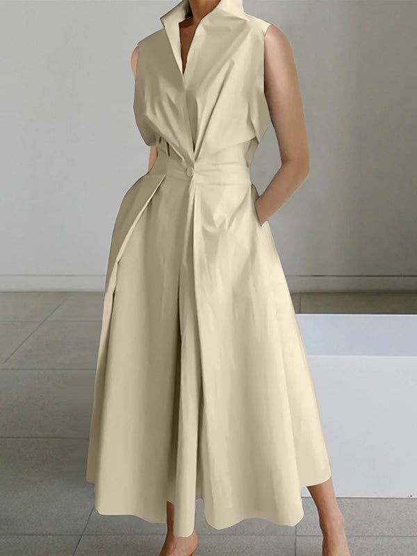 Weißes Urban Damen Hemdkragenkleid, elegantes Midikleid für den Herbst. Stilvolle Frauenmode & bequemes Alltagskleid.