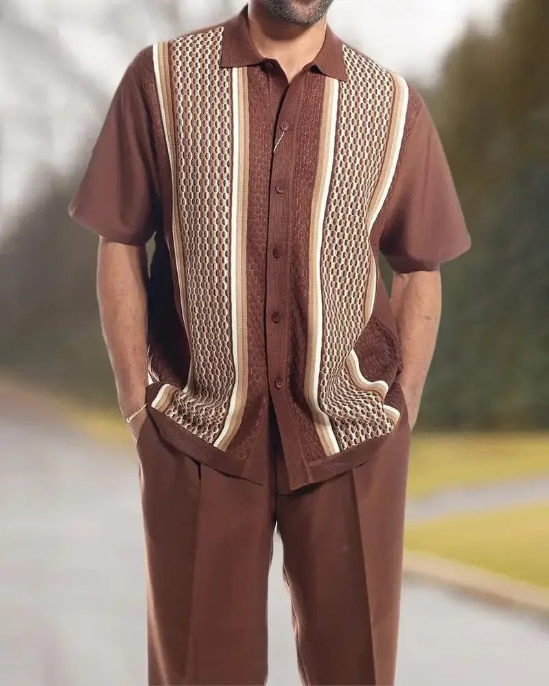 Ganzjähriges Herren Set: Freizeit-Hemd und Hose in Schwarz, elegant und bequem zugleich.