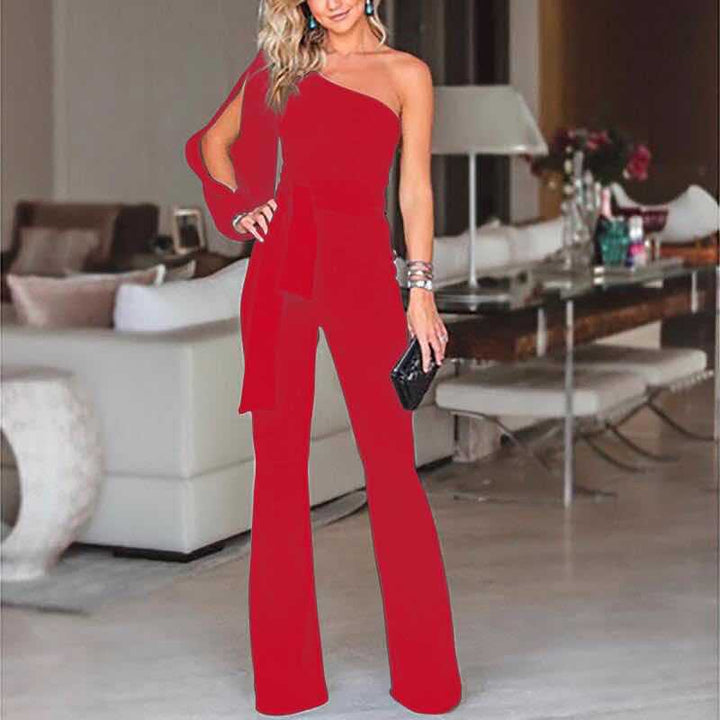 Moderner Damen Overall, festlich, weite Ärmel, eleganter Schnitt für Frühling/Sommer Events.