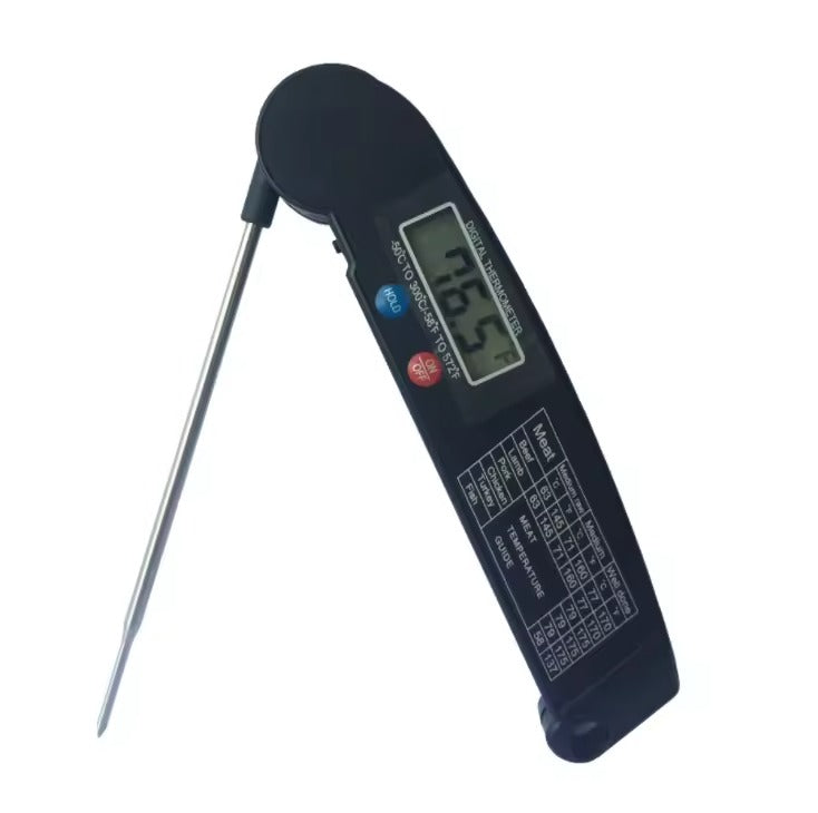 Präzises Lebensmittelthermometer mit großem LCD-Display & langer Edelstahlsonde zum Grillen.