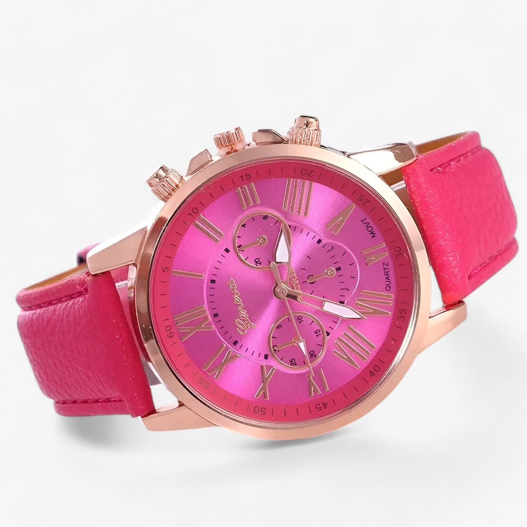 Modisches Accessoire: Elegante, wasserdichte Damenuhr mit Lederarmband und minimalistischem Zifferblatt.
