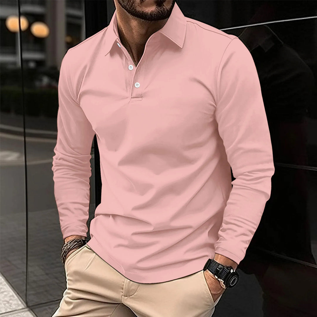 Bequemes Herren Langarm-Poloshirt, vielseitig für Alltag & Freizeitmode.