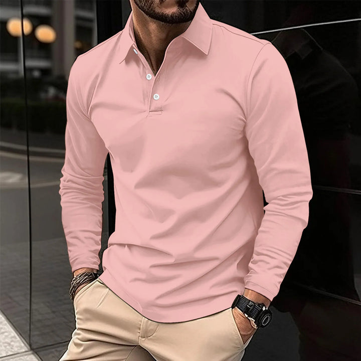 Bequemes Herren Langarm-Poloshirt, vielseitig für Alltag & Freizeitmode.