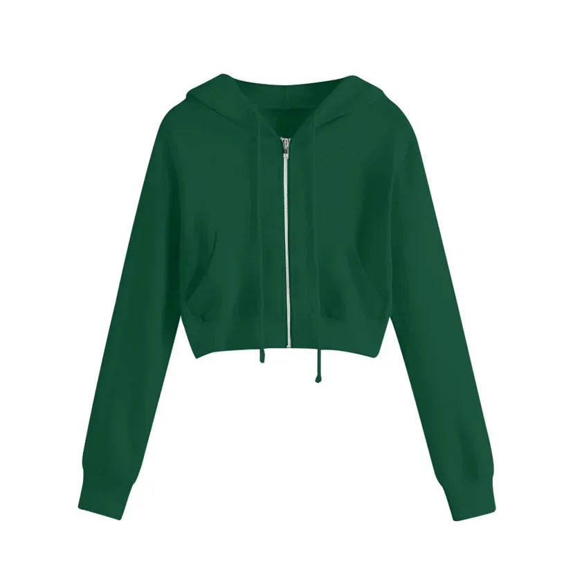 Damen kurzes warmes kuscheliges Winter Kapuzen Sweatshirt. Ideal für gemütliche Herbst- & Wintertage.