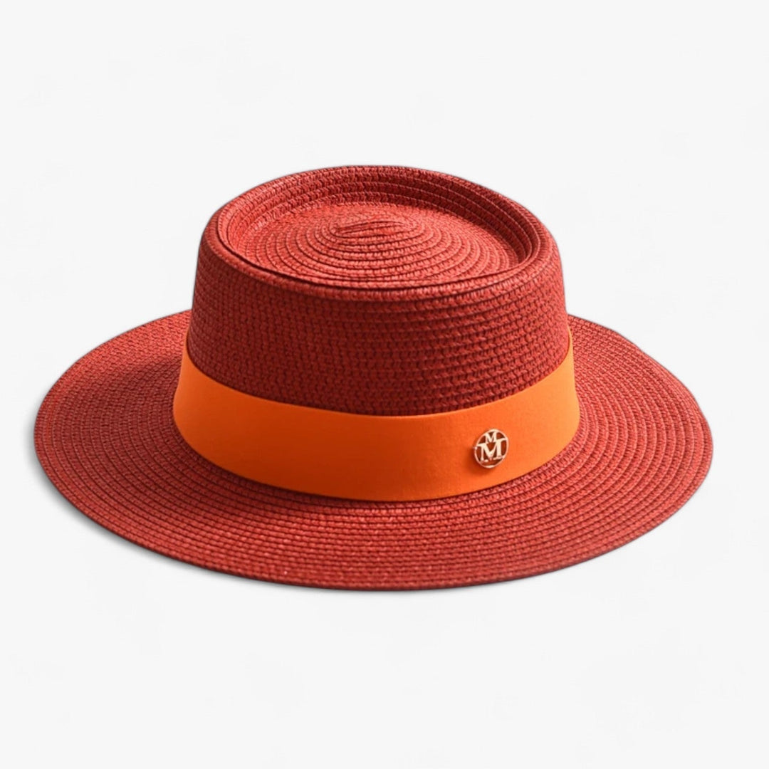 Damen Strohhut schützt stilvoll vor Sonne: breite Krempe, ideal für Strand, Pool oder Spaziergänge.