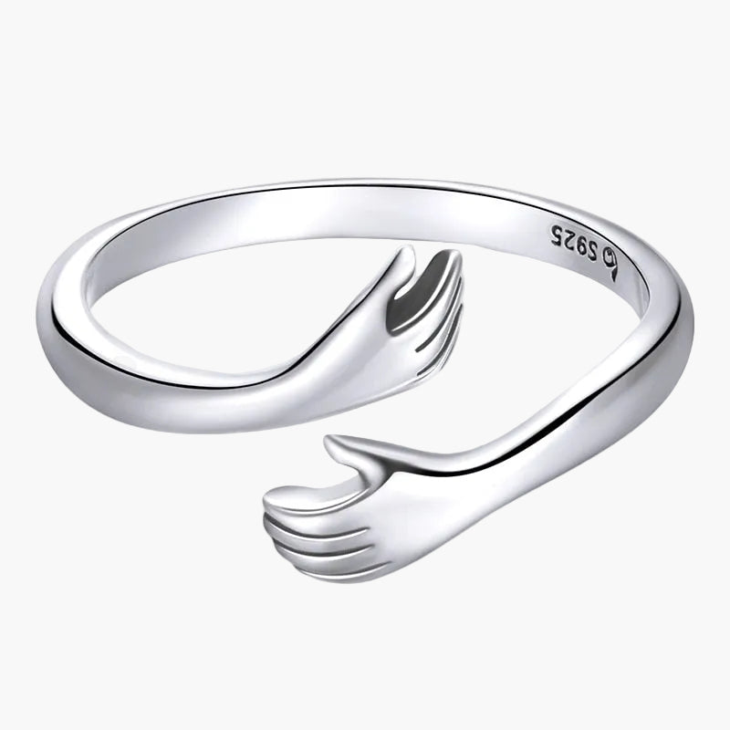 Damen Umarmungsring in Silber, symbolisiert Zuneigung & Verbundenheit, perfektes Freundschaftsgeschenk.