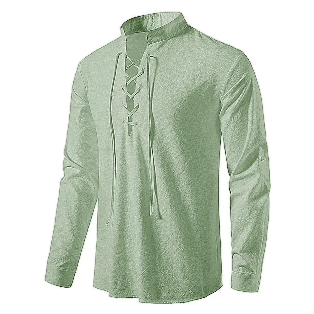 Casual Herren Strandhemd, langärmlig, im lässigen Boho-Look für Sommer & Freizeit.
