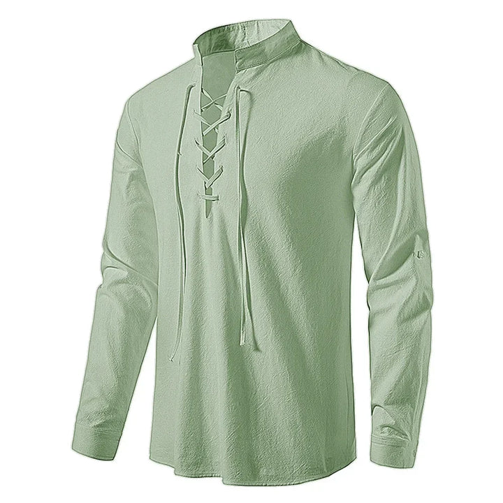 Casual Herren Strandhemd, langärmlig, im lässigen Boho-Look für Sommer & Freizeit.