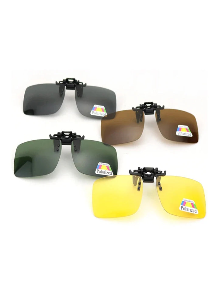 Outdoor-taugliche Clip-On Sonnenbrille, polarisiert, bietet optimalen UV-Schutz beim Sport und Freizeitaktivitäten.