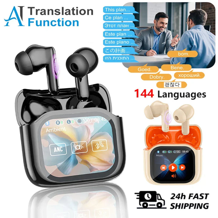 Avelora Touchscreen Übersetzer Kopfhörer für nahtlose globale Kommunikation, klares Audio & Geräuschunterdrückung.