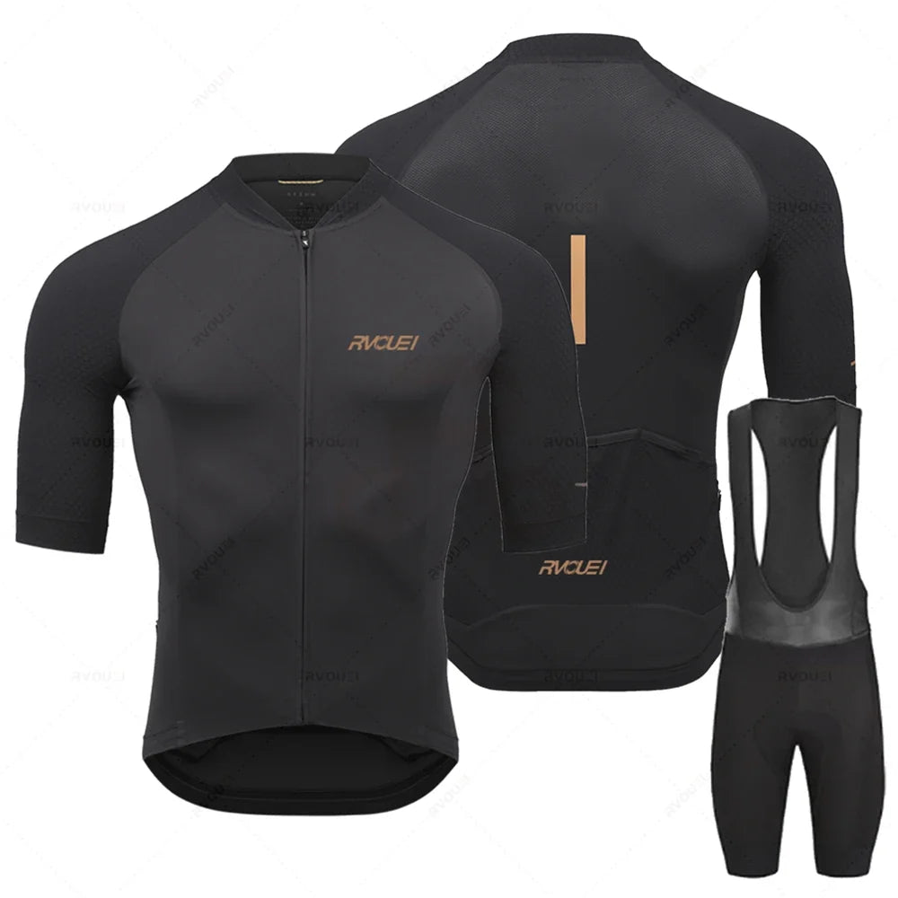 Herren Radtrikot Set, atmungsaktiv, kurzärmlig, für Rennrad & Mountainbike Fahrten im Sommer.