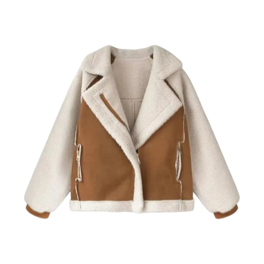 Modischer Oversized Damen Langmantel in Hellbraun für den Lagenlook, mit Reißverschluss, perfekt für Herbst.
