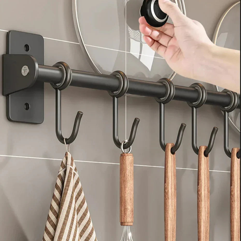 Moderne Wandhalterung für die Küche mit stabilen Haken. Perfekt für Küchenutensilien und mehr Ordnung.