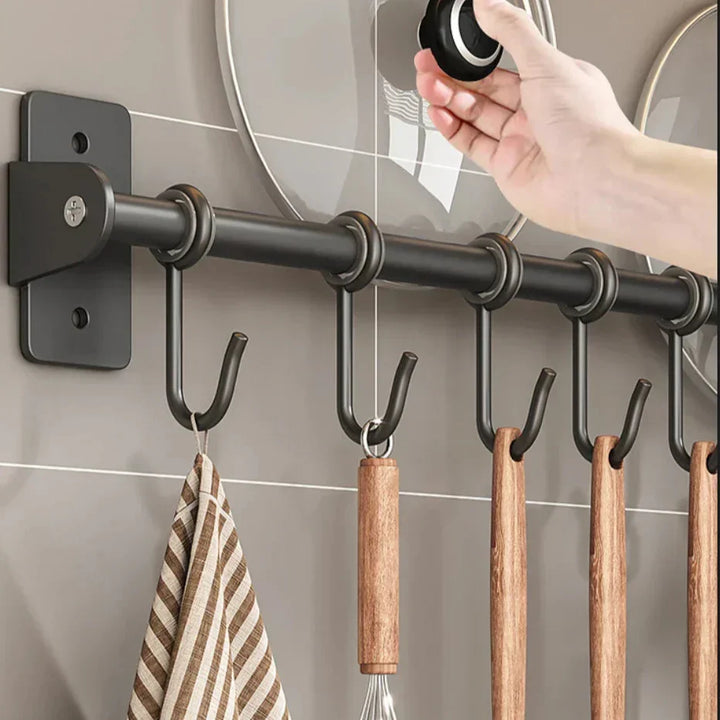 Moderne Wandhalterung für die Küche mit stabilen Haken. Perfekt für Küchenutensilien und mehr Ordnung.