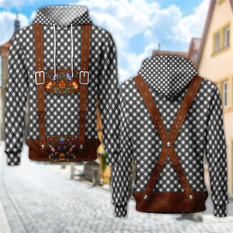 Moderner Unisex Trachten Hoodie mit einzigartigem 3D Bierkrug-Print. Perfekte Festmode für Oktoberfest & Party.