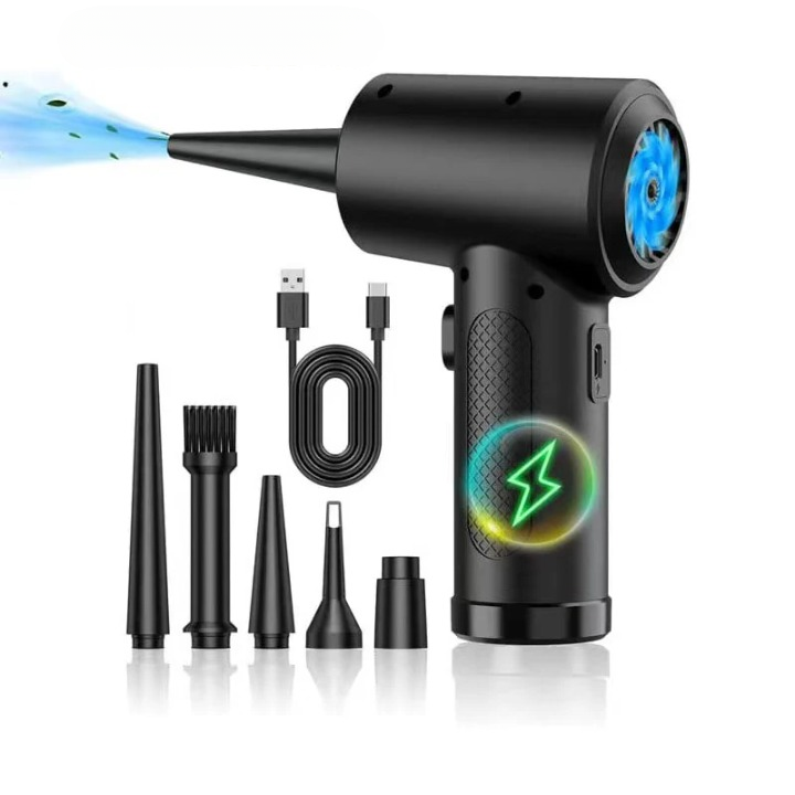 Kabelloser Luftreiniger JetSweep mit 51.000 U/min Motor & LED-Licht für effektive PC-Reinigung.