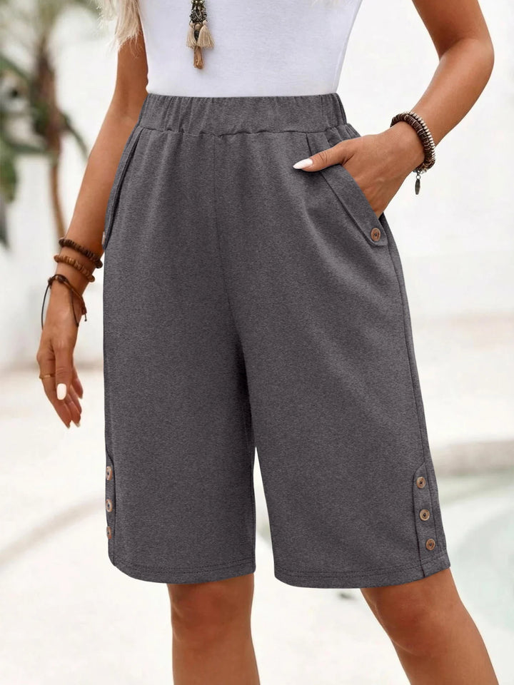Trendige & bequeme Damen Sommer Shorts mit hoher Taille, elastisch für Freizeit & Alltag.