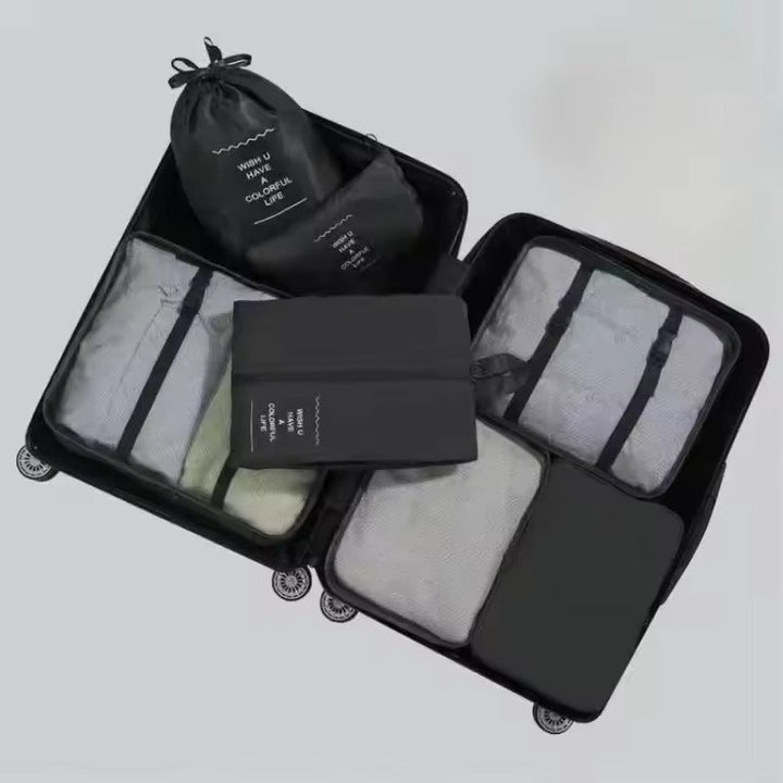Unisex Travel-Essentials: Reise-Organizer Set mit Packtaschen für systematische Gepäckorganisation & Reisezubehör.