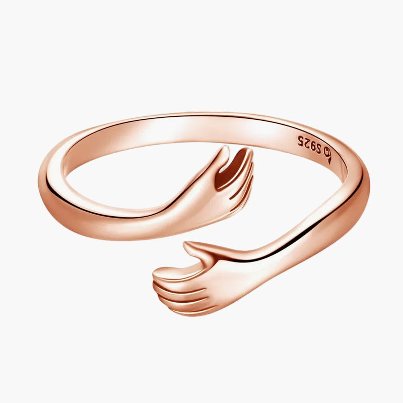 Bedeutungsvoller Gold Damen Umarmungsring, Geschenkidee für Frauen, symbolisiert Verbundenheit & Freundschaft.